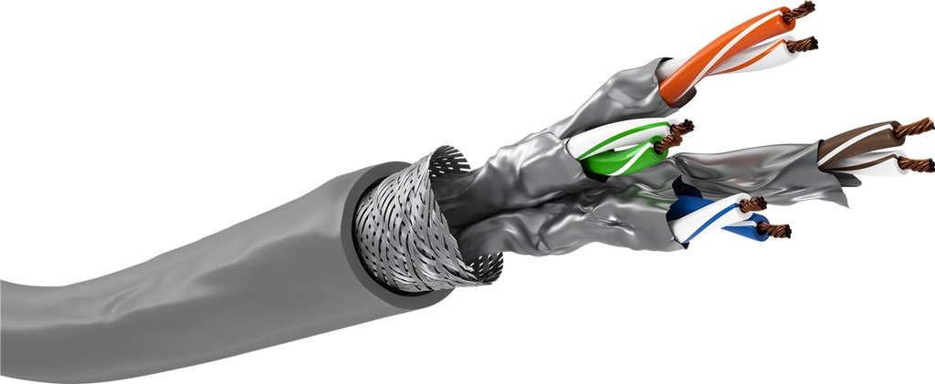 Keerdpaarkaabel Cat6A S/FTP ühekiuline PiMF 26/7AWG, PE, CU, LSZH, 305m/rull, hall