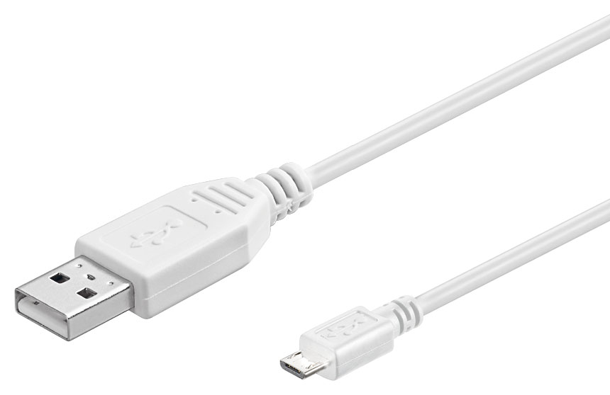 USB 2.0 kaabel A - Micro B 0.3m, valge