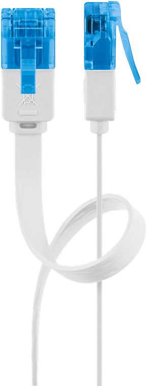 Võrgukaabel Cat6a UTP 0.5m, valge, lapik, CU